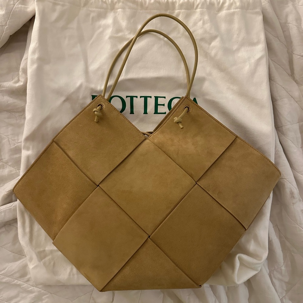 BOTTEGA VENETA Suede Intrecciato Flower Tote Bag